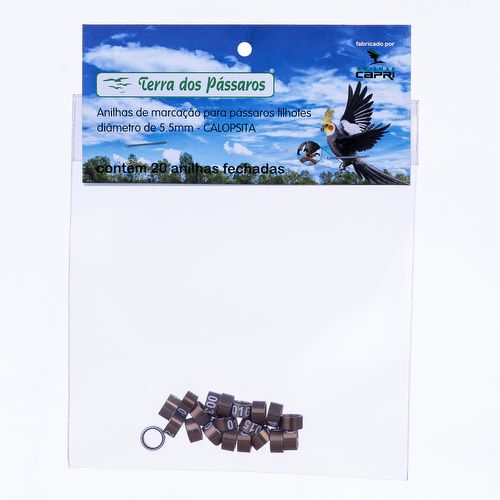Anilhas Fechadas para Marcação - 5.5 mm - Calopsita - Rosela - 20 un. - Bronze Claro - imagem 1