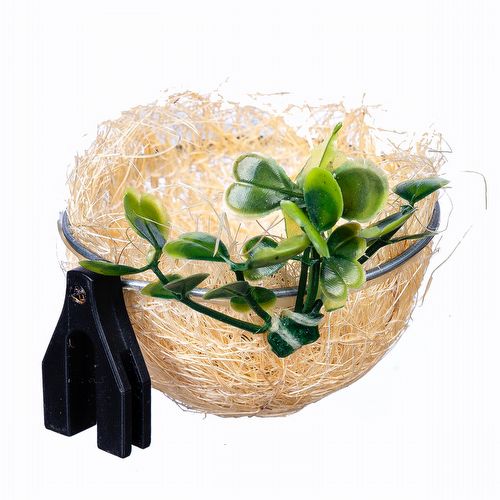 Ninho para Criação de Coleiro - Natural Sisal Com Folhas E Presilha - imagem 1