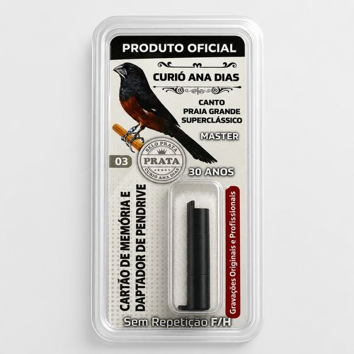 Cartão de Memória com Adp para Pendrive Canto do Curió Ana Dias - Selo Prata Sem Repetição F/H - 03 - imagem 1
