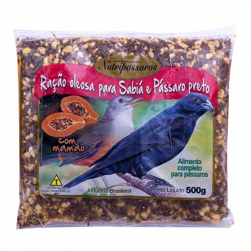 Nutripássaros - Ração Oleosa Sabiá E Pássaro Preto - Mamão - 500g - imagem 1