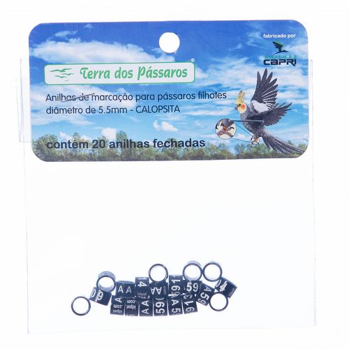 Anilhas Fechadas para Marcação - 5.5 mm - Calopsita - Rosela - 20 un. - Preto - imagem 1