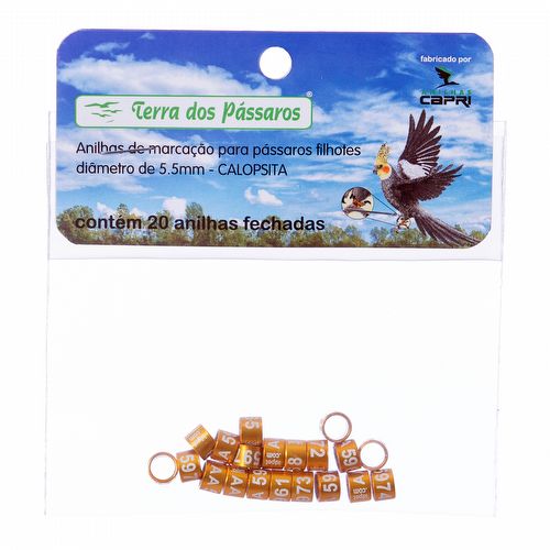 Anilhas Fechadas para Marcação - 5.5 mm - Calopsita - Rosela - 20 un. - Dourado - imagem 1