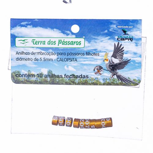 Anilhas Fechadas para Marcação - 5.5 mm - Calopsita - Rosela - 10 un. - Dourado - imagem 1