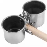 Poleiro para pássaro de madeira e aço inox com tigela dupla 25cm - imagem 2