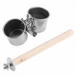 Poleiro para pássaro de madeira e aço inox com tigela dupla - 30 cm - imagem 5